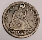 1854-P Philadelphia Seated Liberty Silver Quarter 25C Holed