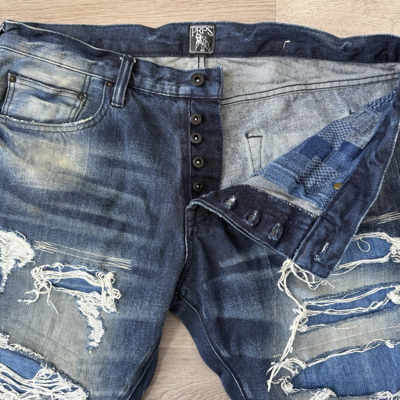 PRPS Distressed Boro Sashiko Patchwork Faded Deni… - image 11