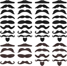 54 Pcs Realistic Stick-On Fake Mustaches - Variety of Styles for Costume Parties