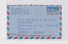 Westerly RI air letter sheet to Leiden Holland 1959 content A s0c