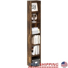 6-Tier Tall Bookshelf Open Storage Space Saving Bookcase Home Office Living Room