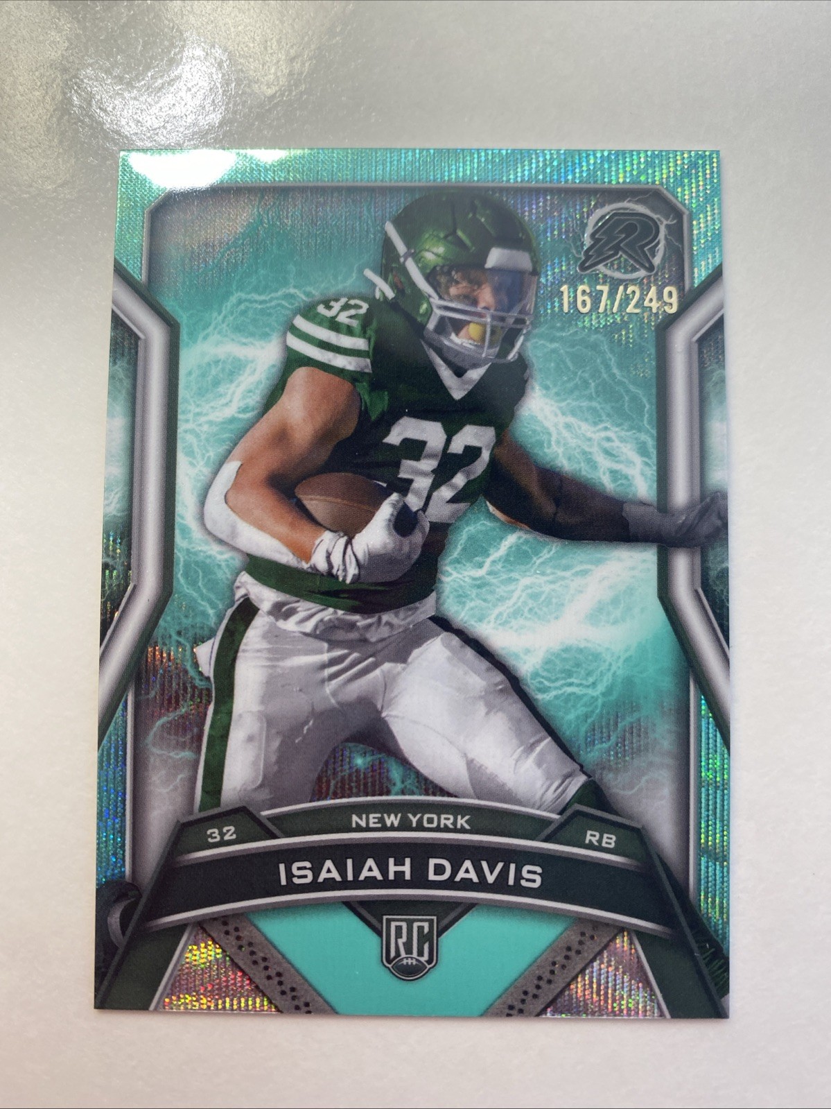 2024 Topps Resurgence - Rookies Isaiah Davis #169 Aqua Surge Refractor /249 (RC)