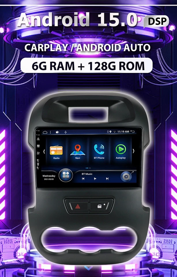 9"IPS Für Ford Ranger Xlt 2011-2016 Android 15 Autoradio GPS Car Play✅6GB+128GB✅ - Bild 3 von 4