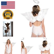 Whimsical Women's Feathered Angel Wings and Halo Kit for Festivals  Cosplay