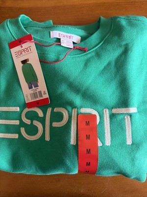 Esprit Women's Logo Crewneck Retro Viral 80's Vintage Green Large NWT