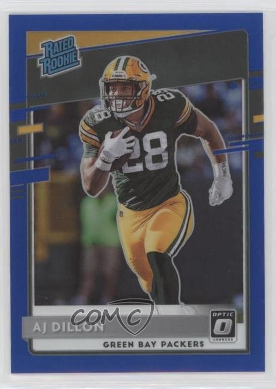 2020 Panini Donruss Optic Rated Rookies Blue Prizm 177/179 AJ Dillon #174 u6m