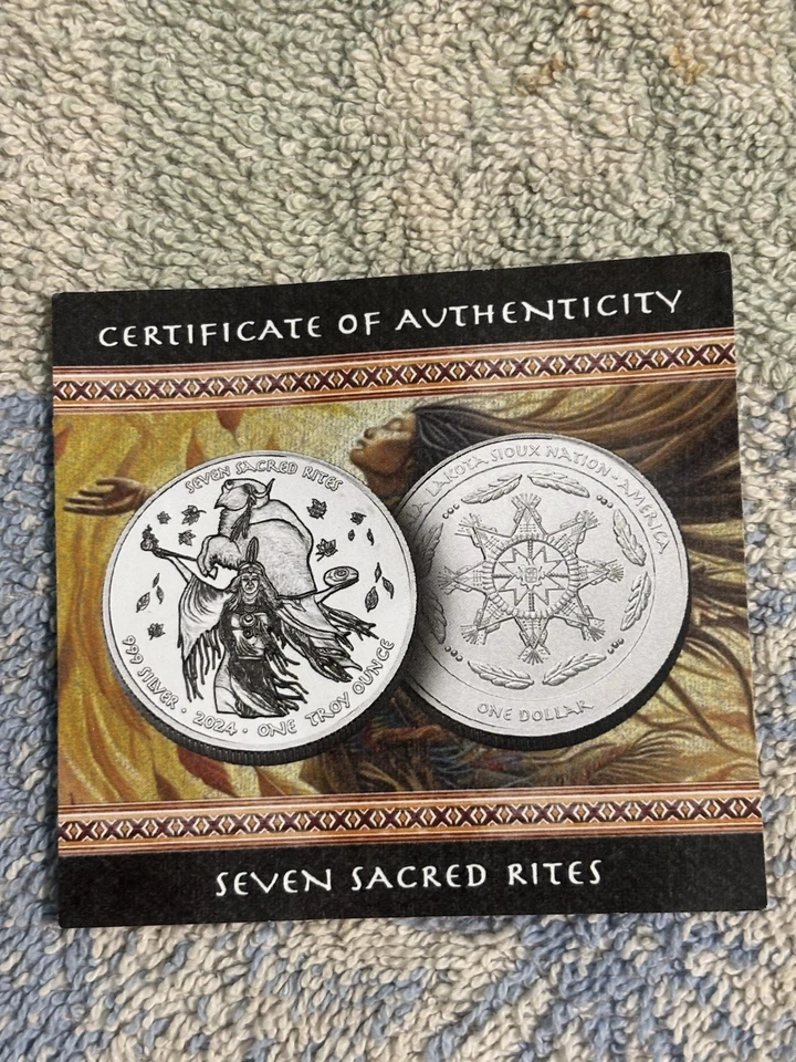 2024 7 SACRED RITES 1OZ. SILVER OGLALA LAKOTA SIOUX NATION PF70 U/C ONLY 999. - Image 3 of 4