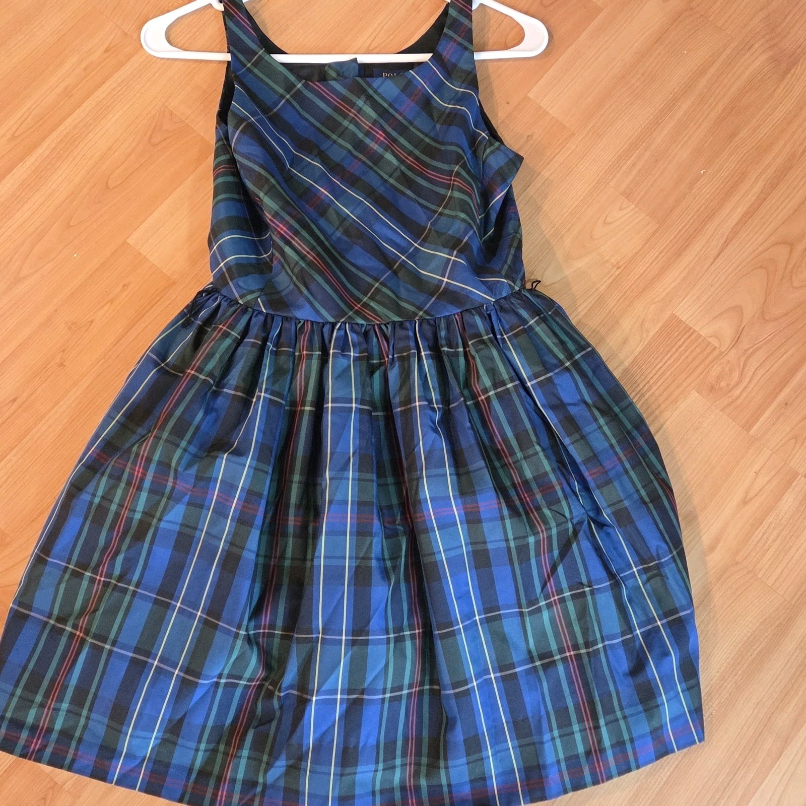 RALPH LAUREN POLO Dress Girl's Size 14 Dressy Plaid Polyester Lined Looks Unworn
