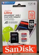 SanDisk 2x32GB Ultra microSDHC UHS-I Cards w/adapter ~ 65GB total