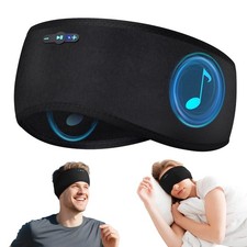 Sleep Headphones Bluetooth Headband for Side Sleepers Eye Mask Sports Black