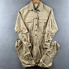 H&M Coverall Utility Jumpsuit Womens Size 4 Khaki Brown Cotton Barn Chore Work