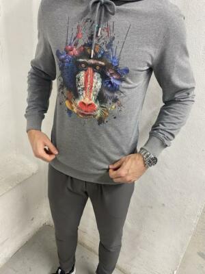 Vincentius Luxus grau Mandrill Hoodie GRÖSSEN XS - L VERFÜGBAR NEU MIT ETIKETT