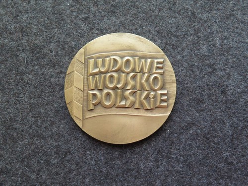 PRP BRONZE TABLE MEDAL POLISH PEOPLE'S ARMY WITH BOX - Picture 2 of 4