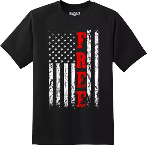 Free Us Vintage Flag Patriotic America Gift Cool T Shirt New Graphic Tee