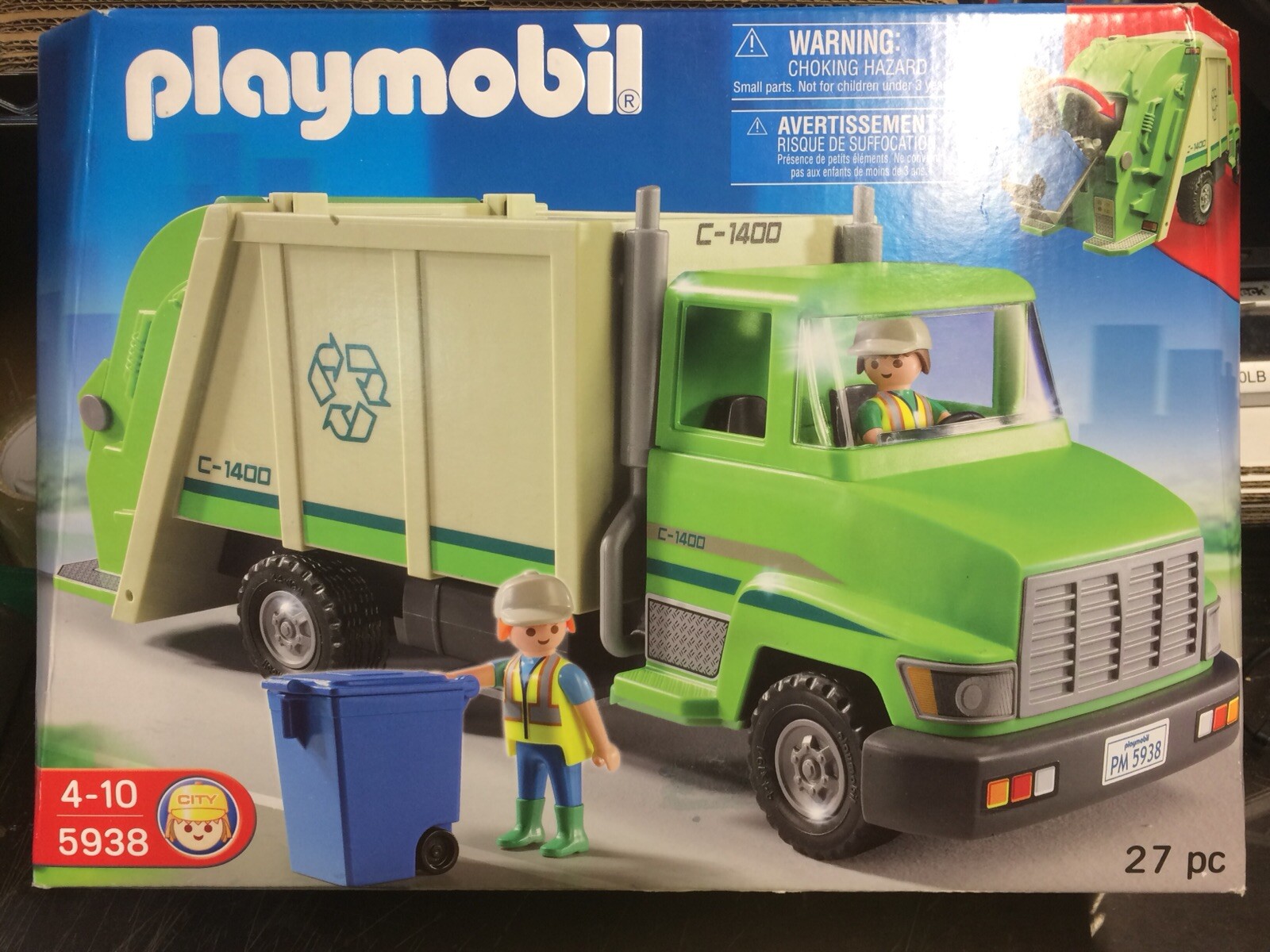 playmobil green recycling truck playset