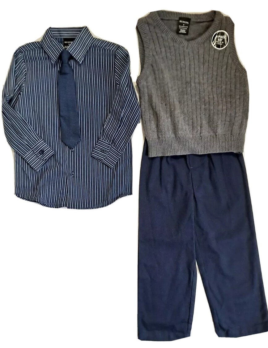 George Boys pc Suit Set Sweater Vest,Pants, Shirt, Tie- Blue