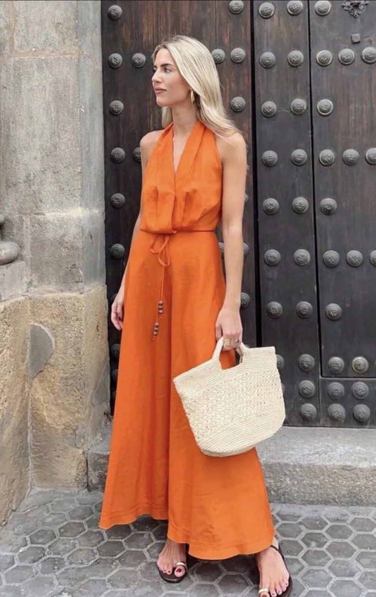 ワンピース JIL SANDER ORANGE COTTON BLEND DRESS P00900733.jpg