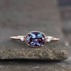 2Ct Oval Cut Simulated Alexandrite Engagement Ring 14K Rose Gold Plated
