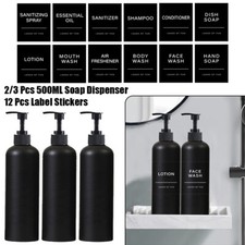 2/3 Pcs 500ml Refillable Soap Dispenser Pump Bottles With Waterproof 12 Labels