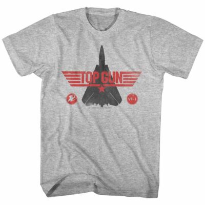 Top Gun Movie T-Shirt Official Movie TomCat Fighter Jet Mens New Gray Heather