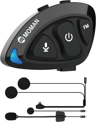 Moman RS-S Motorcycle Helmet Headset with HiFi Stereo/FM Radio/AI Voice Earphone