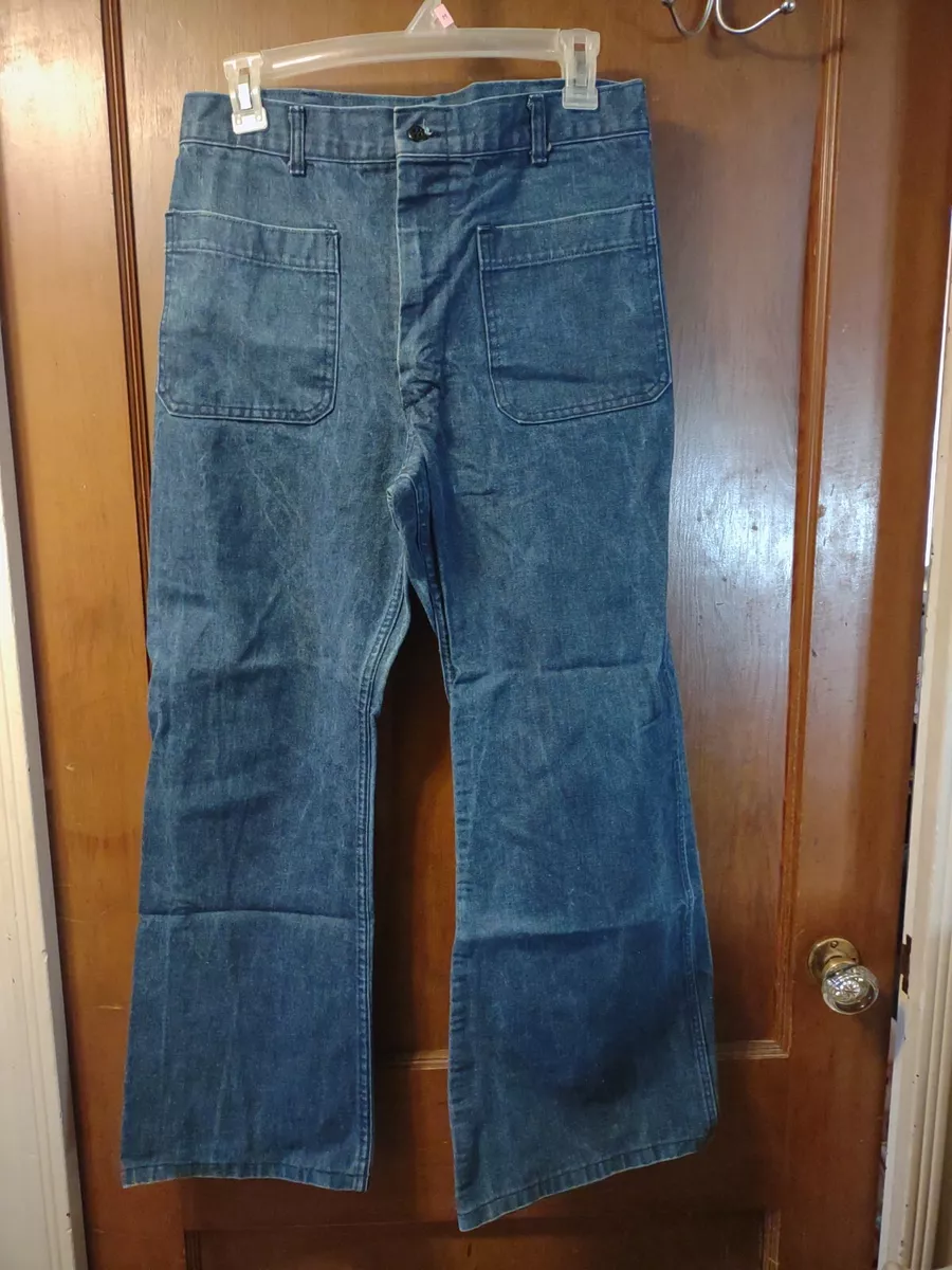 vtg mens utility trouser denim type II us navy sailor jeans flare bell  bottom