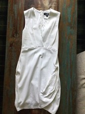 Lulus white dress v neck fitted rouched wrap bottom M