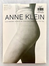 Ann Klein Sheer 965 Control Top Demi Toe Pantyhose Pearl Sz B Med