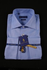 Men's Shirt 100 Cotton ,French Cuff ,Color Blue Spread Collar Mario C2