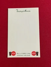 1950's, Coca-Cola, "Un-Used" Red Button Menu Sheet (Scarce / Vintage) 