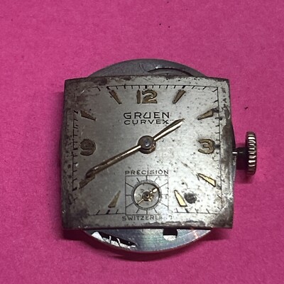 Vintage men s Gruen Curvex precision watch 17 Jewel For Parts Or Repair