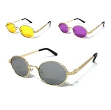 Oval Shape Sunglasses Fashion Gold Metal Frames Colored Lenses For Men  Women.