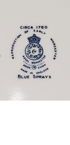 Royal Worcester Blue Sprays Bread Plate Swirl Design ~Set of 6 - Picture 2 of 2