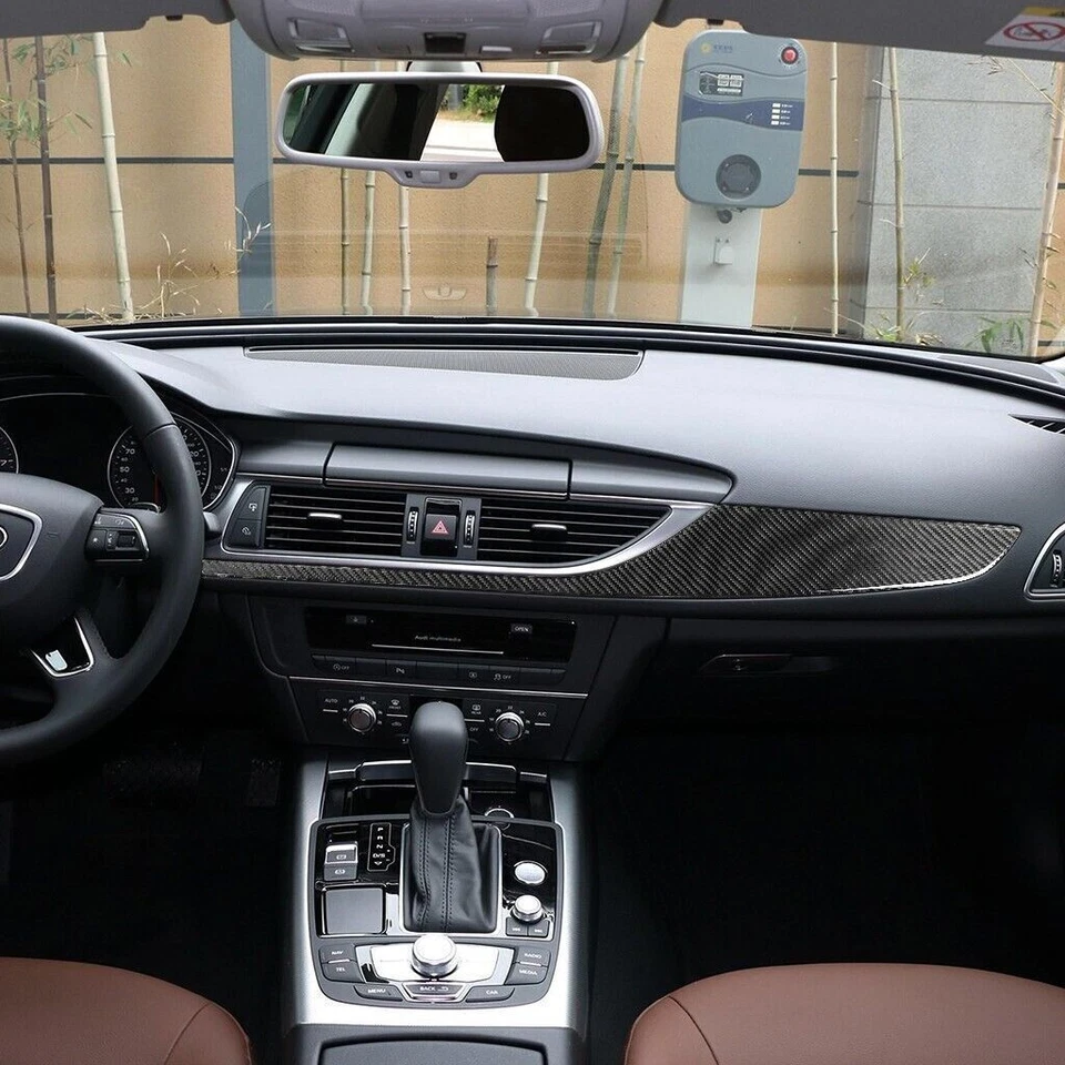 Kits de 36 piezas de fibra de carbono real embellecedor interior completo para Audi A6 S6 C7 A7 S7 12-18 Foto 2 de 4