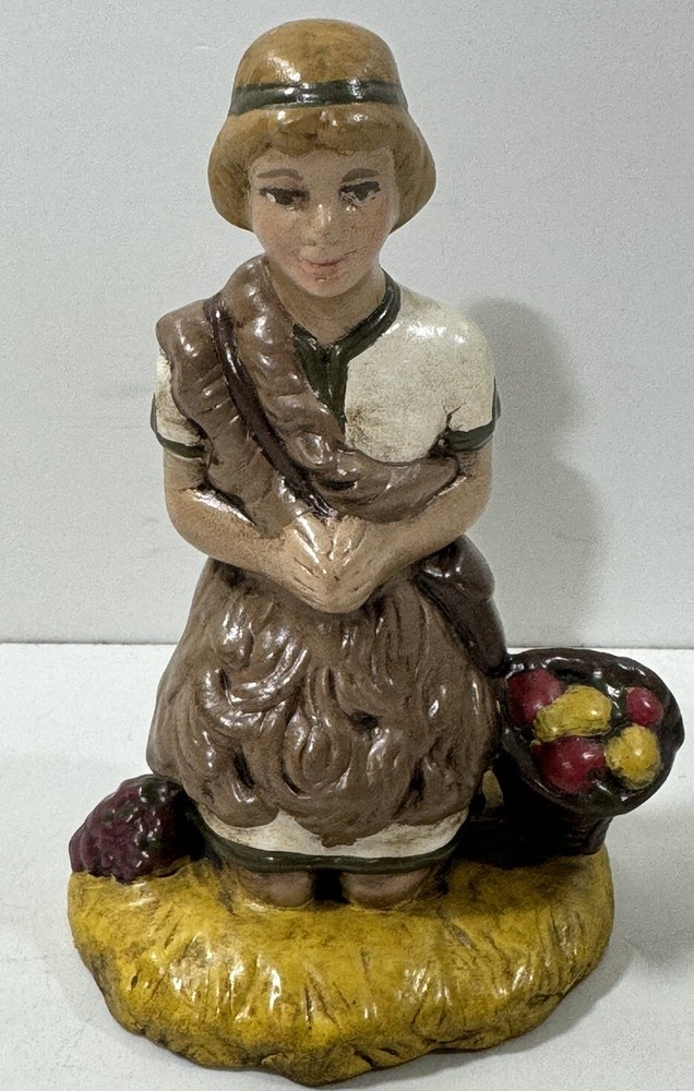 Holland Mold Nativity Vintage Shepherd Boy W Fruit Figurine Kneeling Replacement