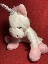 Dan Dee White Pink Unicorn Plush 10" Sleeping Silver Horn Stuffed Animal