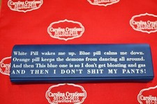 Engraved Leatherette Pill Box 9.75  x 2.5  Blue/Silver