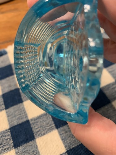 Vintage BLUE GLASS BOOT / SHOE WALL MATCH HOLDER w/ STRIKER - Picture 5 of 5