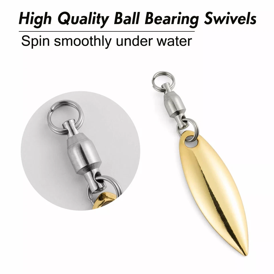 20pcs Spinner Blades with Ball Bearing Swivels Tail Spinner Lure Making Supplies - Image 3 of 4