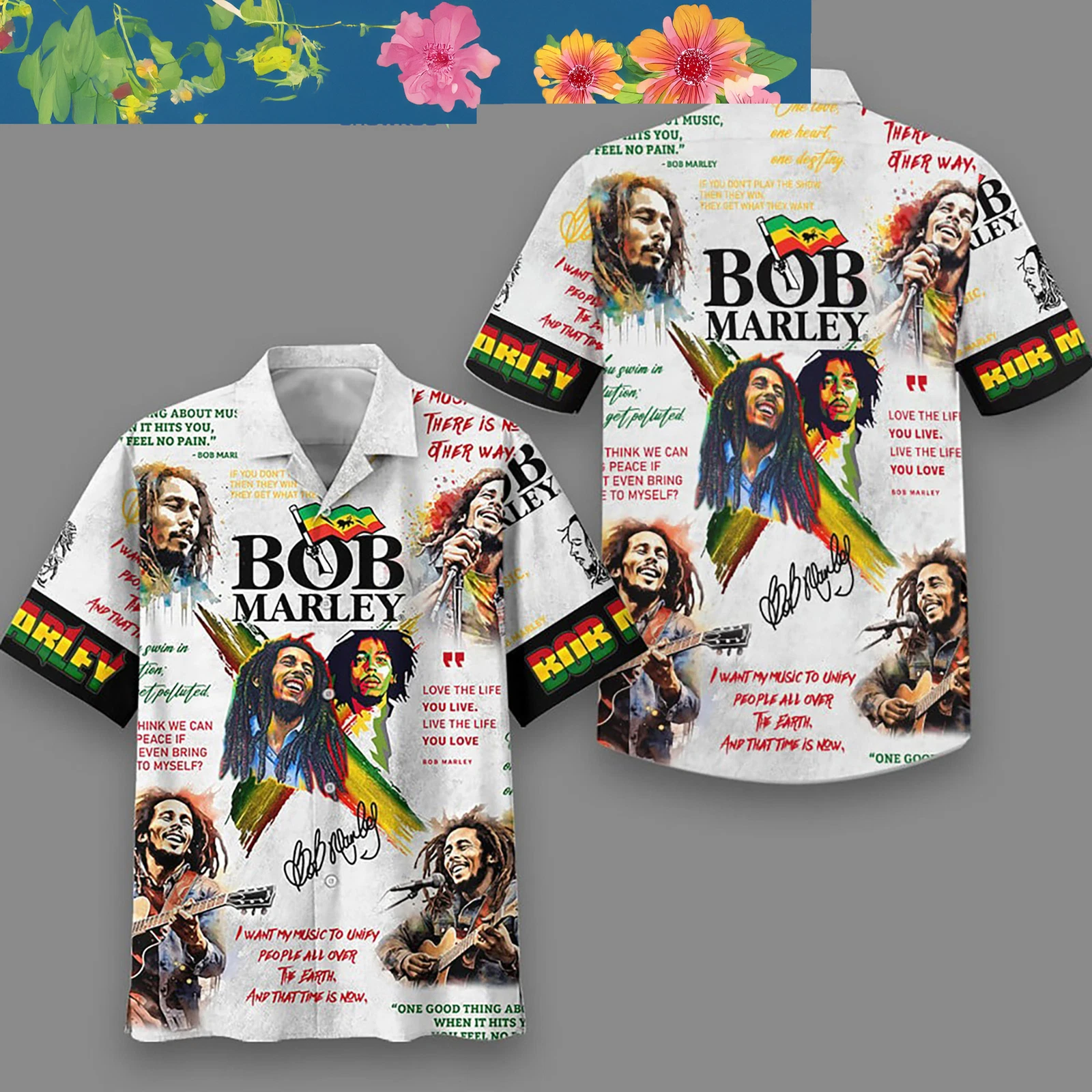 Bob Marley My Music White Version Hawaiian Shirts