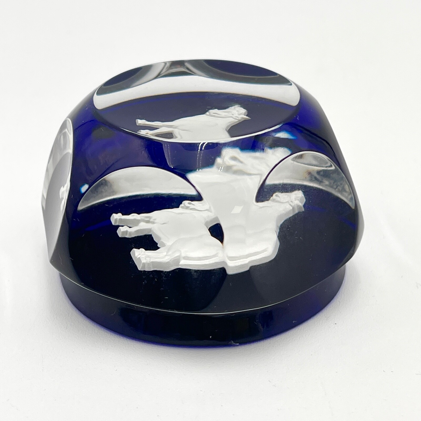 Baccarat Crystal Zodiac Taurus the Bull Sulphide Faceted Paperweight