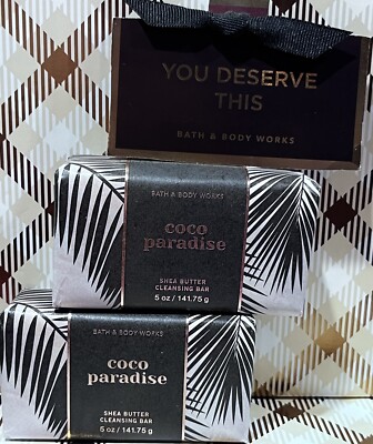 X2 COCO PARADISE Coconut Bath & Body Works Bar Shea Butter Cleansing Soap