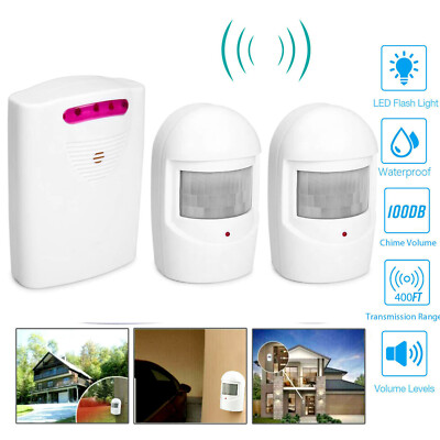 #ad Home Security Wireless Outdoor Driveway Alarm Infrared Motion Sensor White M2V2 $14.50