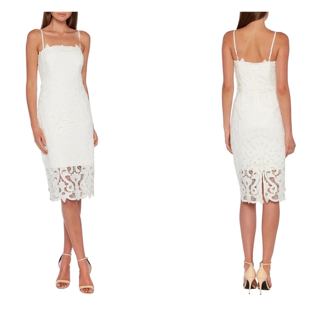 Bardot Lina Lace Sheath Dress floral pattern white cocktail party event wedding Bardot Lina Lace Sheath Dress floral pattern white cocktail party event wedding