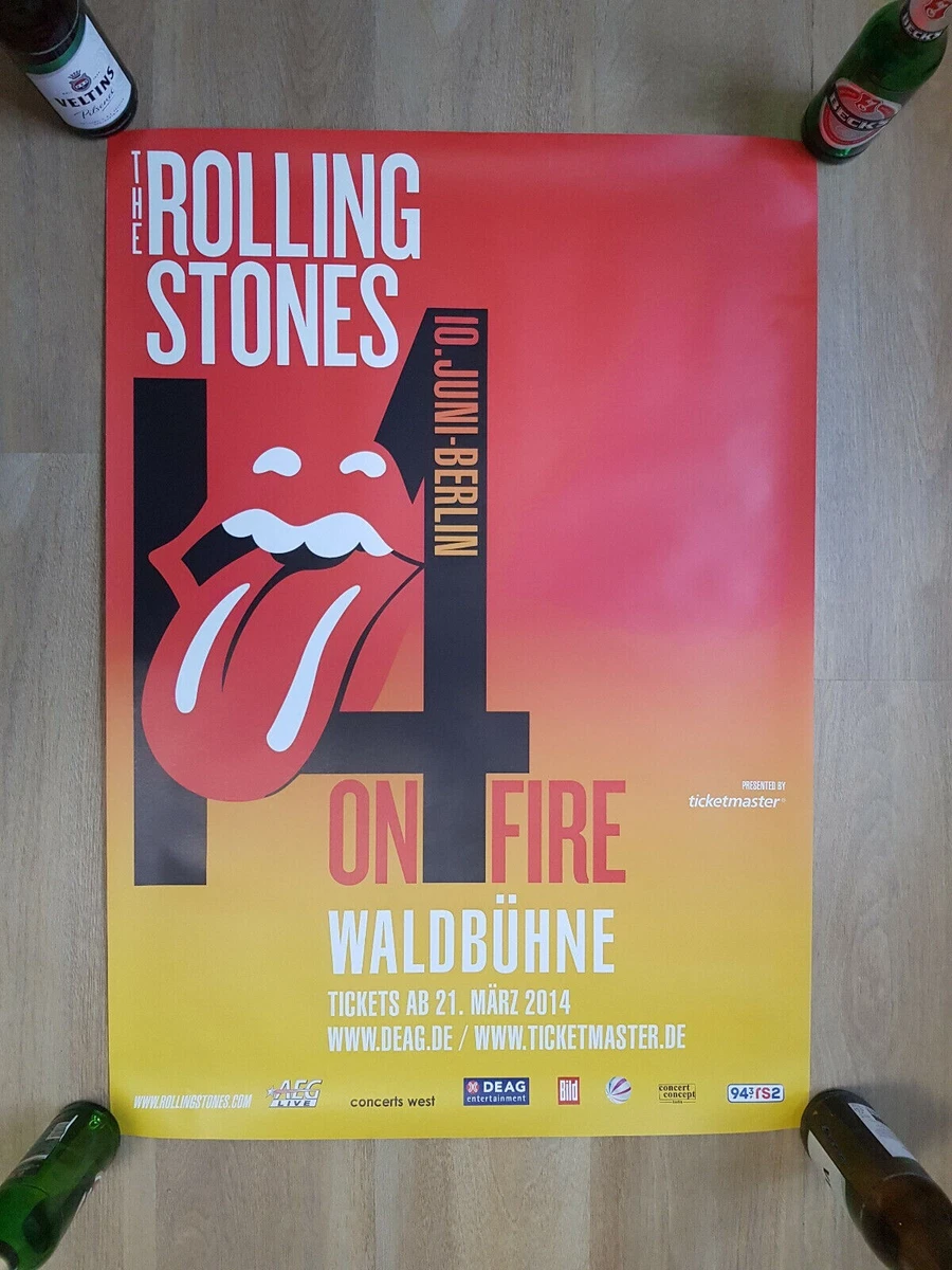 Original Rolling Stones 14 on Fire Berlin Waldbühne Tour Poster with Ticket