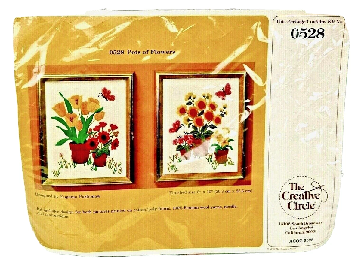 Kit De Broderie Crewel The Creative Circle - Motif 'Fall Flowers Cameo' Avec Cadre Inclus