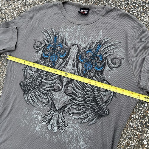 Camisa Térmica MMA Elite Para Hombres 2XL Gris Manga Larga Waffle Tejido Alas Flor De Lis - Imagen 4 de 8