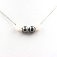 Steine Und MinéRaux. Halskette Perlen Rosenquarz + HäMatit 8 MM Kette Stahl