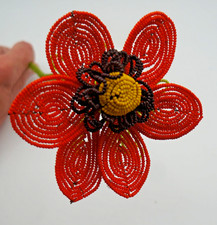 VINTAGE FRENCH GLASS BEADED FLOWER HANDMADE