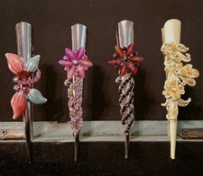Set of 4 Women s Floral Hair Clips Metal Rhinestone Beaded Pink/Ivory/Red